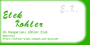 elek kohler business card